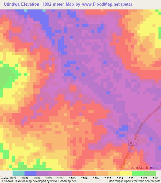 Utindwa,Tanzania Elevation Map