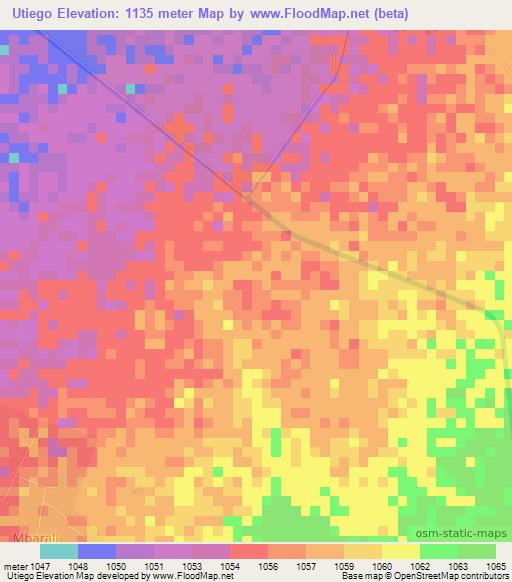 Utiego,Tanzania Elevation Map