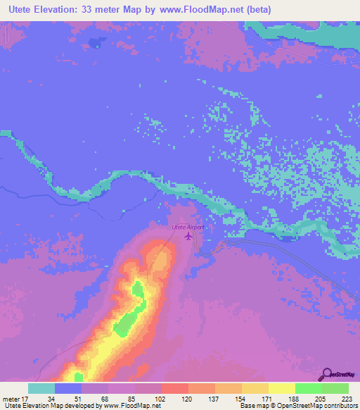 Utete,Tanzania Elevation Map