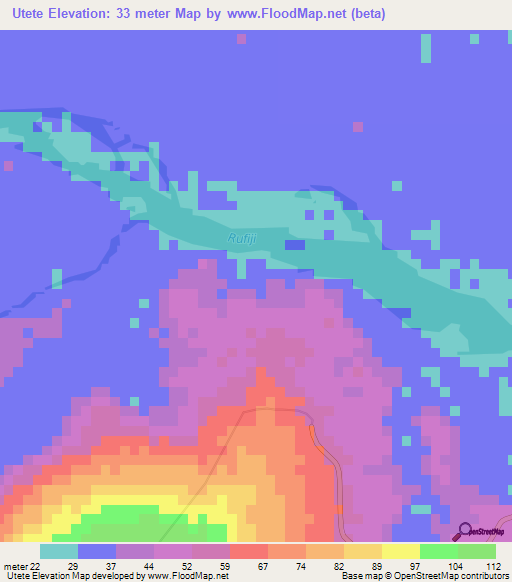 Utete,Tanzania Elevation Map