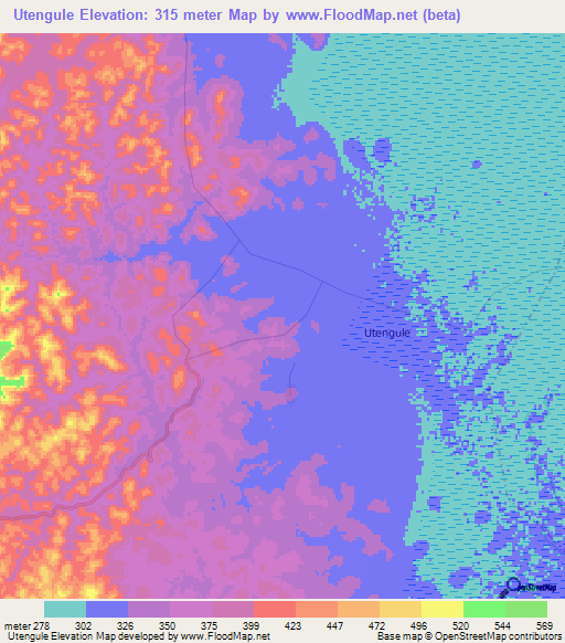 Utengule,Tanzania Elevation Map