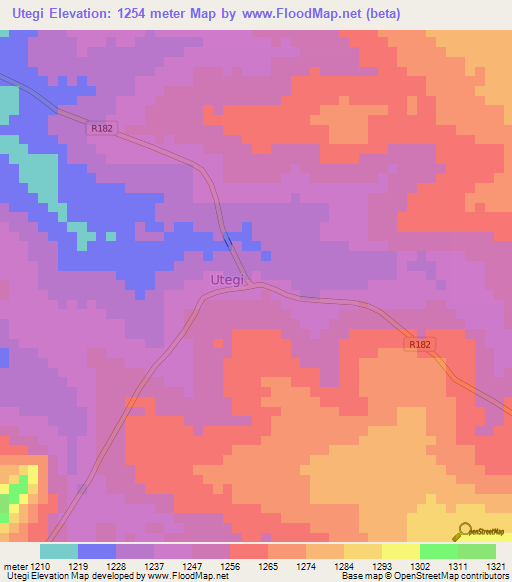 Utegi,Tanzania Elevation Map