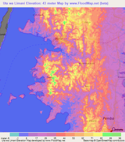 Uta wa Limani,Tanzania Elevation Map