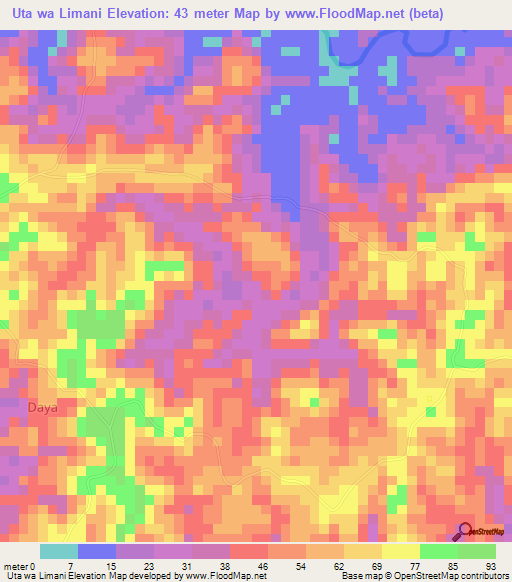 Uta wa Limani,Tanzania Elevation Map