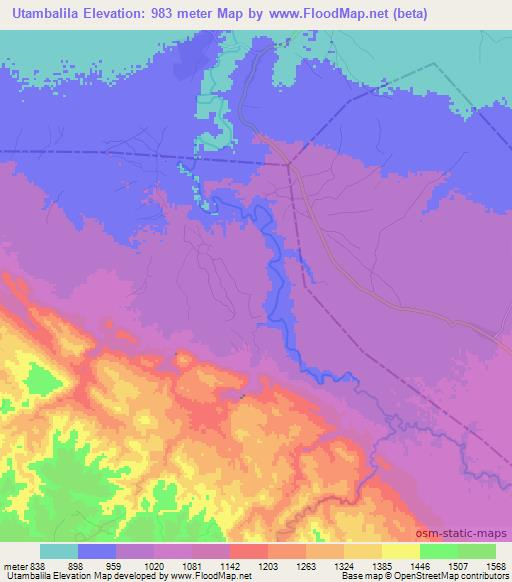 Utambalila,Tanzania Elevation Map