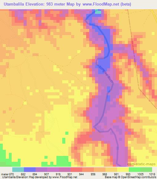 Utambalila,Tanzania Elevation Map