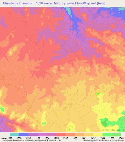 Utambalia,Tanzania Elevation Map