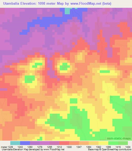 Utambalia,Tanzania Elevation Map