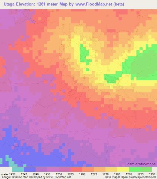 Utaga,Tanzania Elevation Map