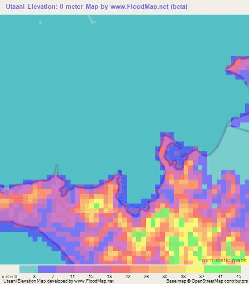 Utaani,Tanzania Elevation Map