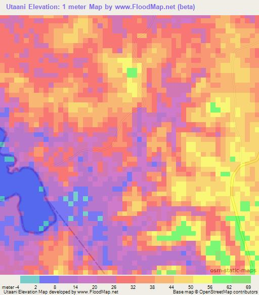 Utaani,Tanzania Elevation Map