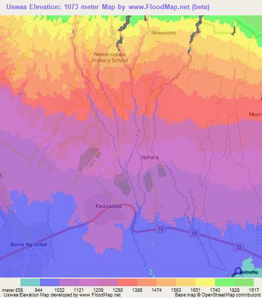 Uswaa,Tanzania Elevation Map