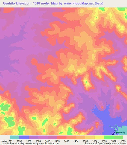 Usuhilo,Tanzania Elevation Map