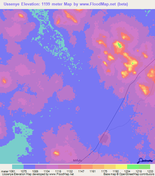 Ussenye,Tanzania Elevation Map