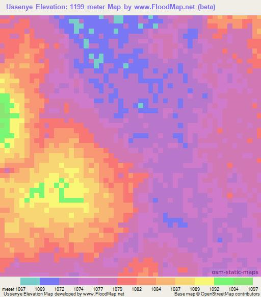 Ussenye,Tanzania Elevation Map