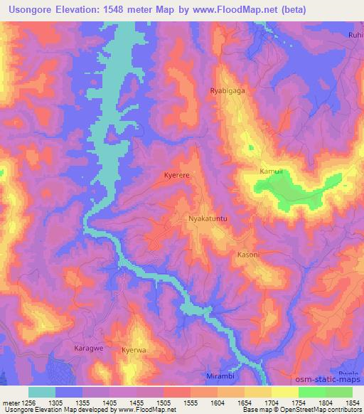 Usongore,Tanzania Elevation Map