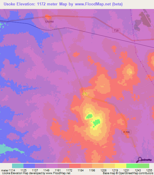 Usoke,Tanzania Elevation Map