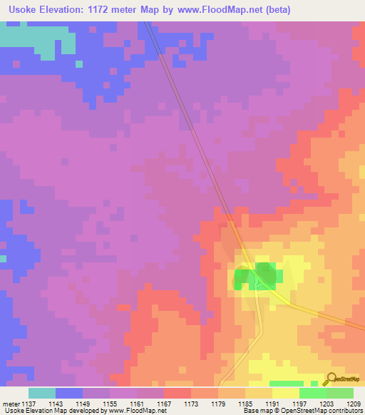 Usoke,Tanzania Elevation Map