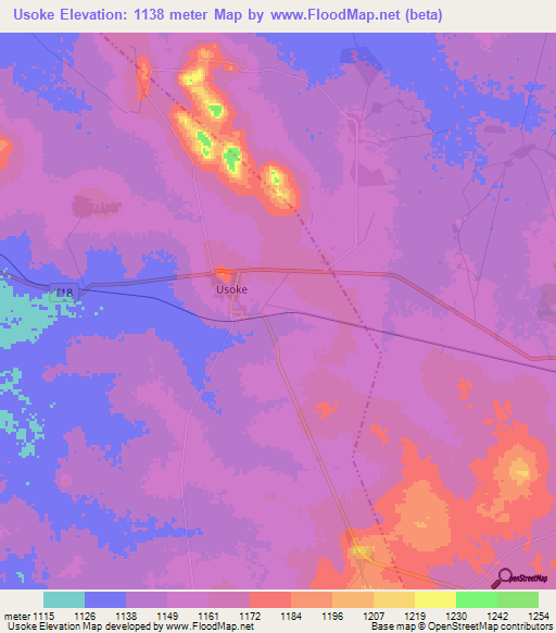 Usoke,Tanzania Elevation Map