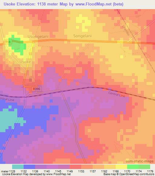 Usoke,Tanzania Elevation Map