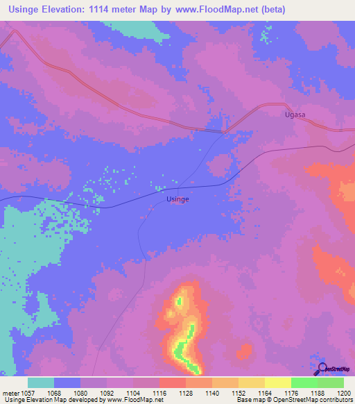 Usinge,Tanzania Elevation Map