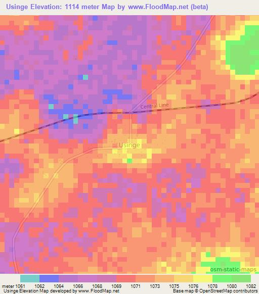 Usinge,Tanzania Elevation Map