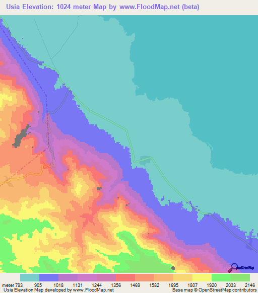 Usia,Tanzania Elevation Map