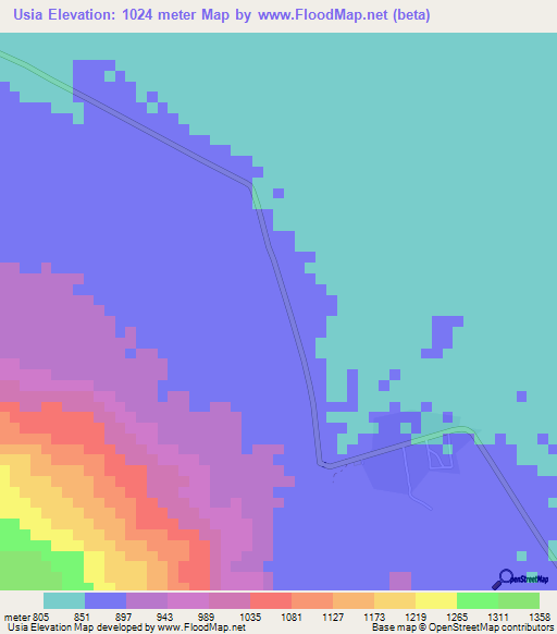 Usia,Tanzania Elevation Map