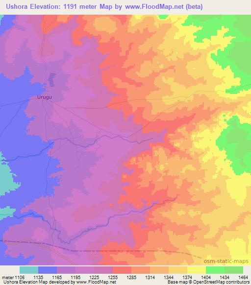 Ushora,Tanzania Elevation Map