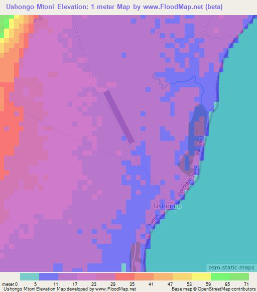 Ushongo Mtoni,Tanzania Elevation Map