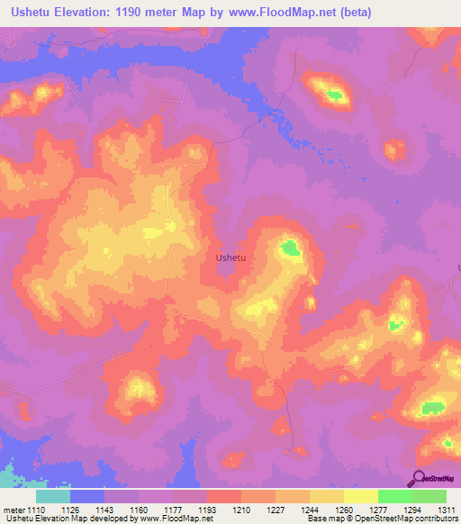 Ushetu,Tanzania Elevation Map