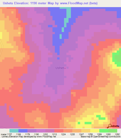 Ushetu,Tanzania Elevation Map