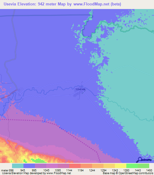 Usevia,Tanzania Elevation Map