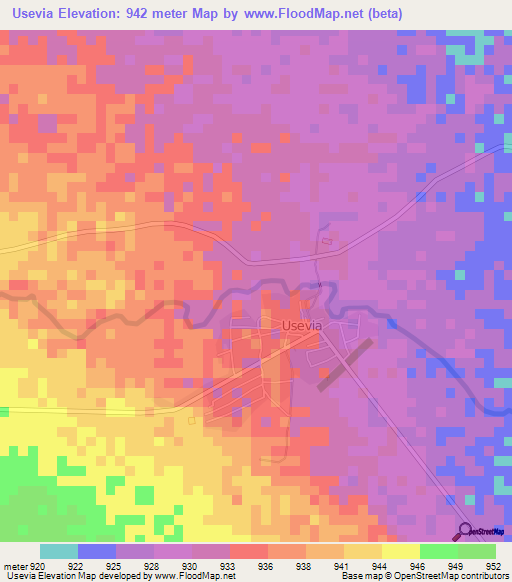 Usevia,Tanzania Elevation Map