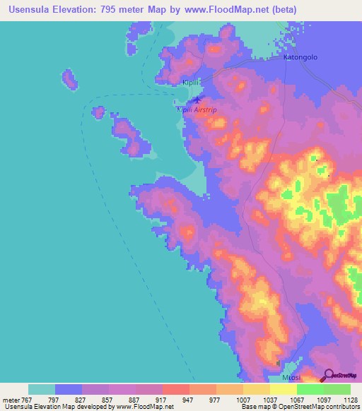 Usensula,Tanzania Elevation Map