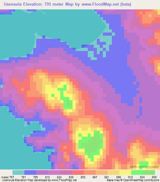 Usensula,Tanzania Elevation Map