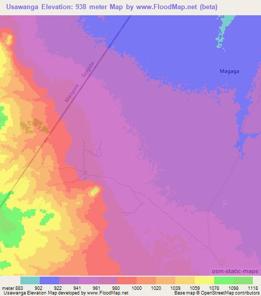 Usawanga,Tanzania Elevation Map