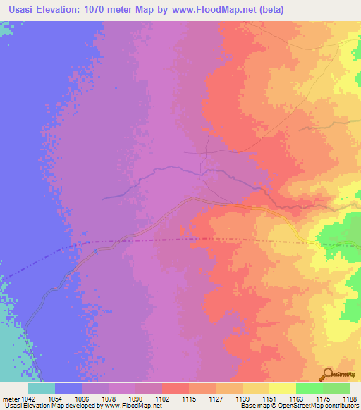 Usasi,Tanzania Elevation Map