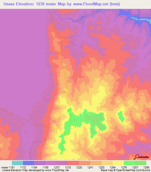 Usase,Tanzania Elevation Map