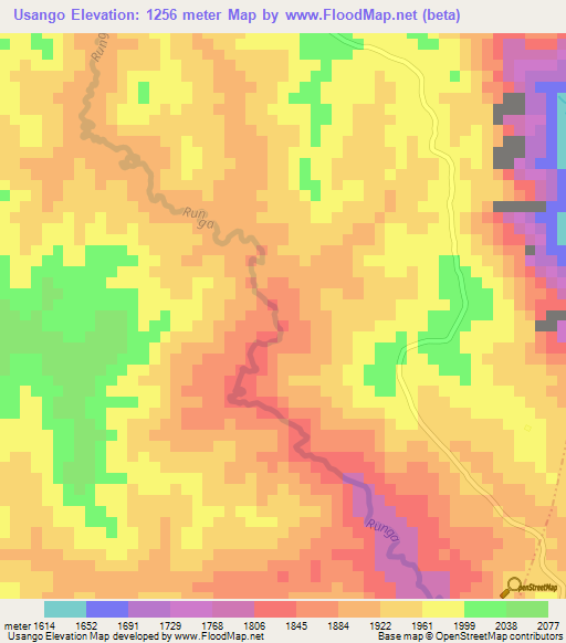 Usango,Tanzania Elevation Map