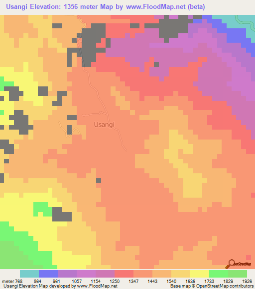 Usangi,Tanzania Elevation Map