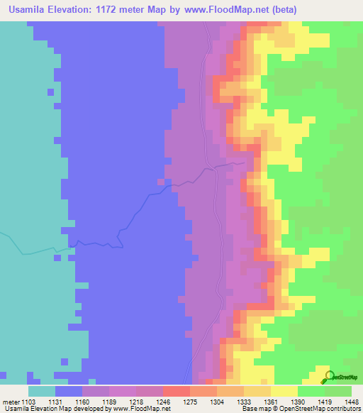 Usamila,Tanzania Elevation Map