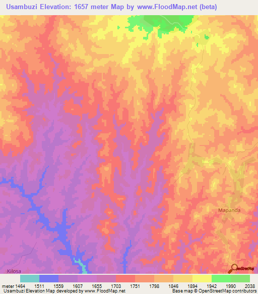 Usambuzi,Tanzania Elevation Map