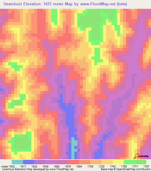 Usambuzi,Tanzania Elevation Map