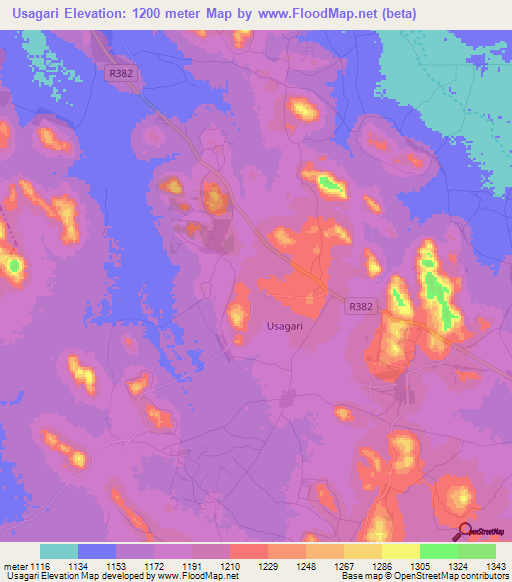 Usagari,Tanzania Elevation Map