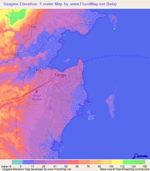 Usagara,Tanzania Elevation Map