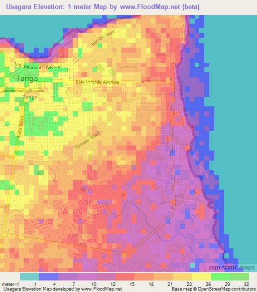 Usagara,Tanzania Elevation Map