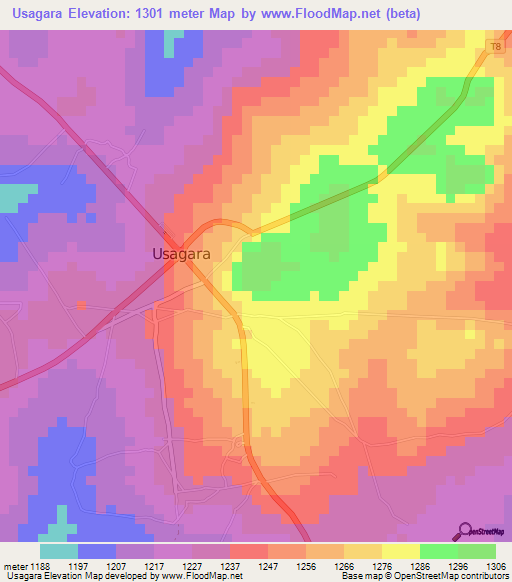 Usagara,Tanzania Elevation Map