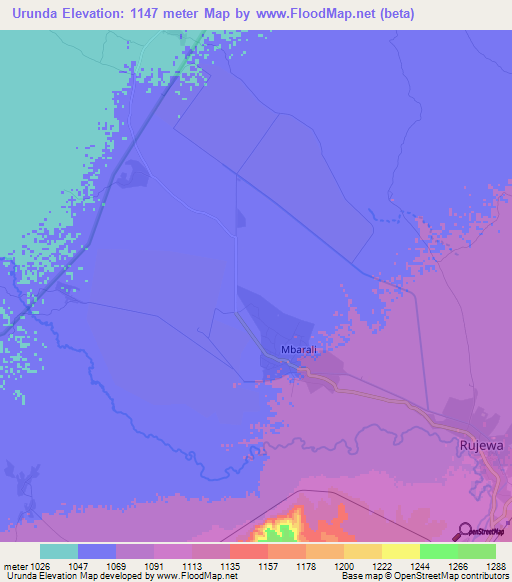 Urunda,Tanzania Elevation Map