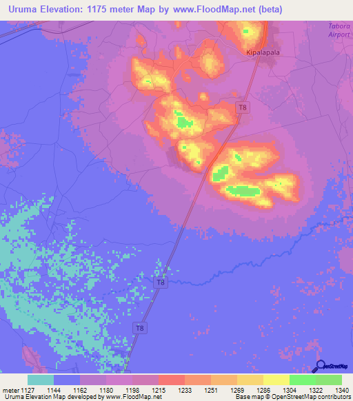 Uruma,Tanzania Elevation Map